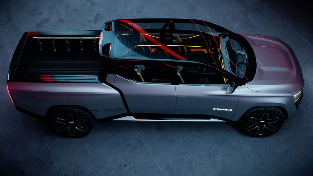 Le concept de pick-up électrique Ram 1500 Revolution BEV se veut ancré dans le futur