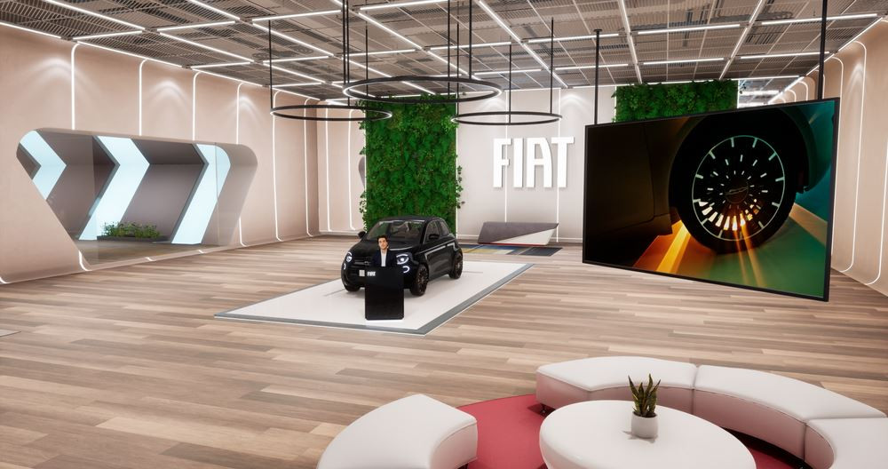 Le showroom numérique interactif Fiat alimenté par le métavers recrée l'environnement d'un showroom Fiat