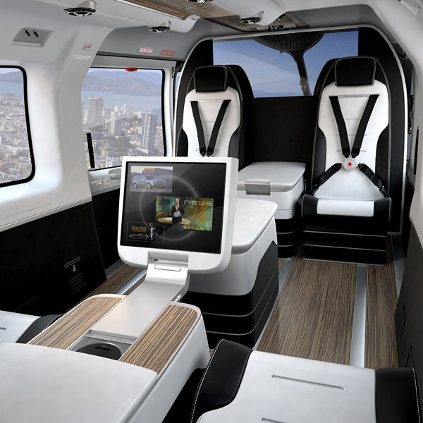 Les designers Mercedes-Benz Style aménagent l'intérieur de la cabine de l'hélicoptère EC145