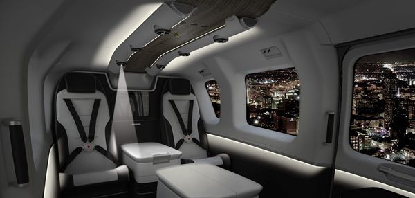 Les designers Mercedes-Benz Style aménagent l'intérieur de la cabine de l'hélicoptère EC145