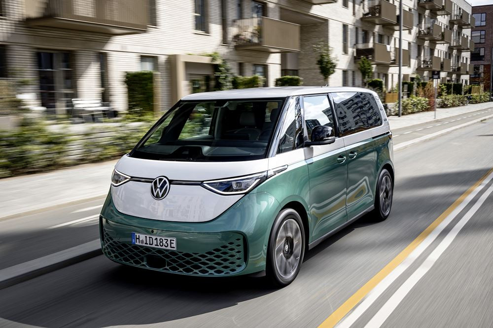 Le Volkswagen ID. Buzz électrique affiche des proportions uniques sans porte à faux avant