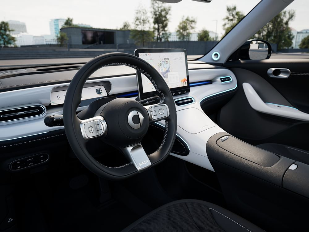 Le SUV urbain cinq places électrique smart #1 affiche des porte-à-faux courts