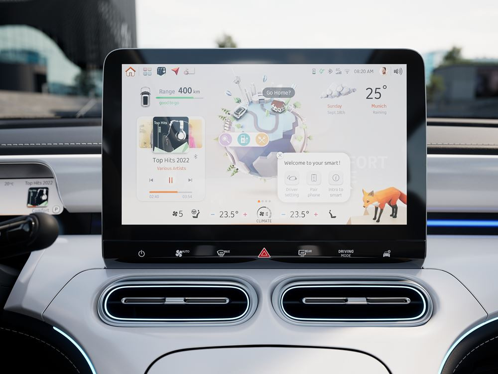 Le SUV urbain cinq places électrique smart #1 affiche des porte-à-faux courts
