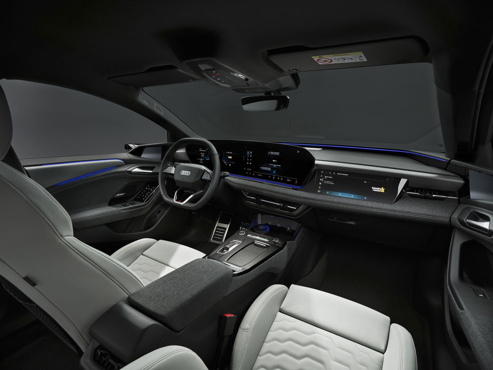 L’Audi A6 Avant e-tron se caractérise par une ligne de toit plate avec un montant D incliné vers l'avant