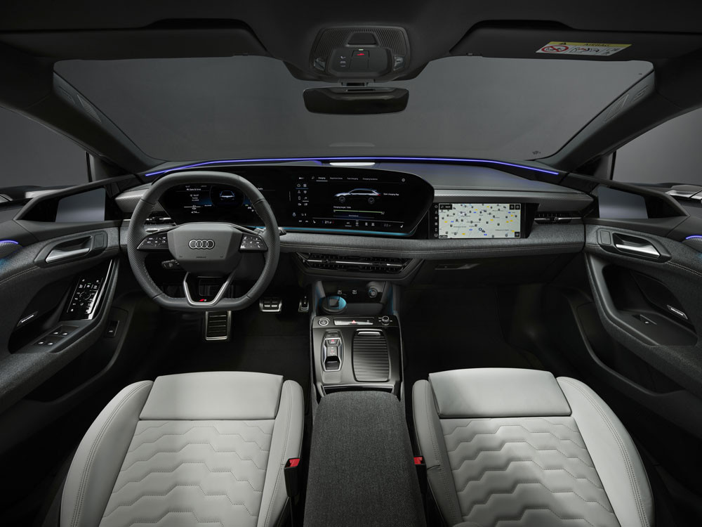 L’Audi A6 Avant e-tron se caractérise par une ligne de toit plate avec un montant D incliné vers l'avant