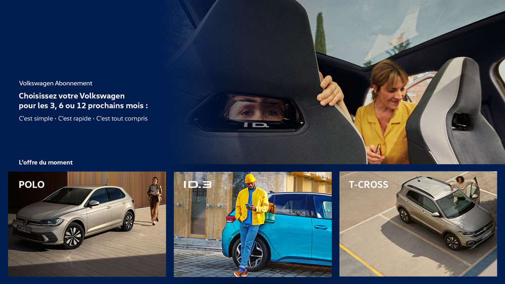 Les Volkswagen Polo, T-Cross et ID.3 proposées sous des offres d'abonnements tout compris