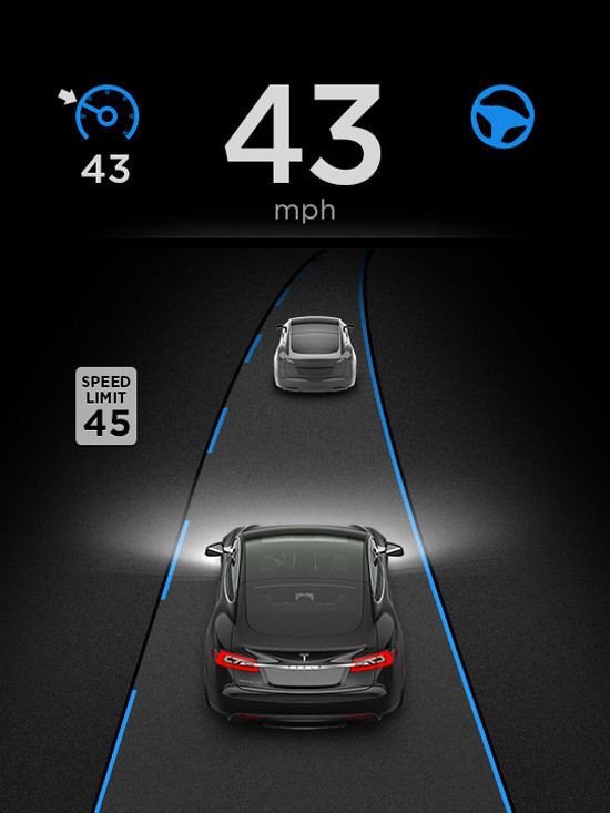 Le pilotage automatique de la Tesla Model S prend le contrôle du véhicule