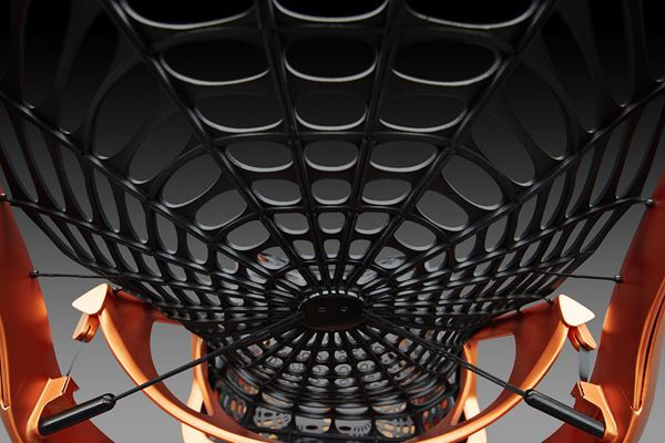 Le dossier du siège Lexus Kinetic Seat repose sur une structure en toile d’araignée