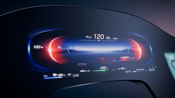 Un écran incurvé qui s'étend sur presque toute la largeur du véhicule Mercedes EQS