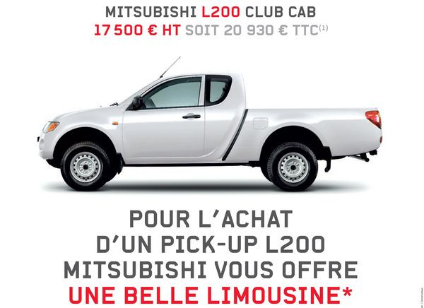 Mitsubishi offre une limousine pour l'achat d'un pick-up L200!