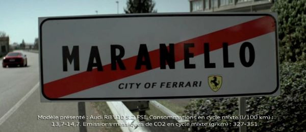 L’Audi R8 V10 fait sa pub à Maranello chez Ferrari