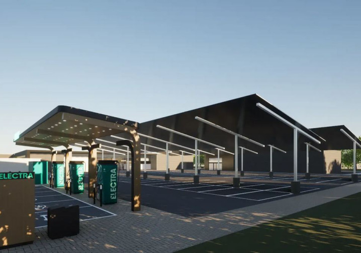 Une station de recharge permettant de recharger un véhicule électrique avec de l'énergie solaire